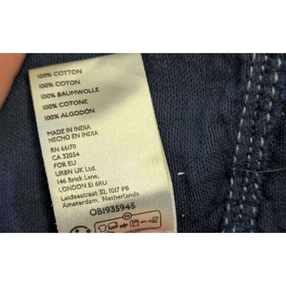 Free People We The Free Raw Edge Tunic Top S Navy Blue Crushed Cotton Swing - Picture 4 of 7